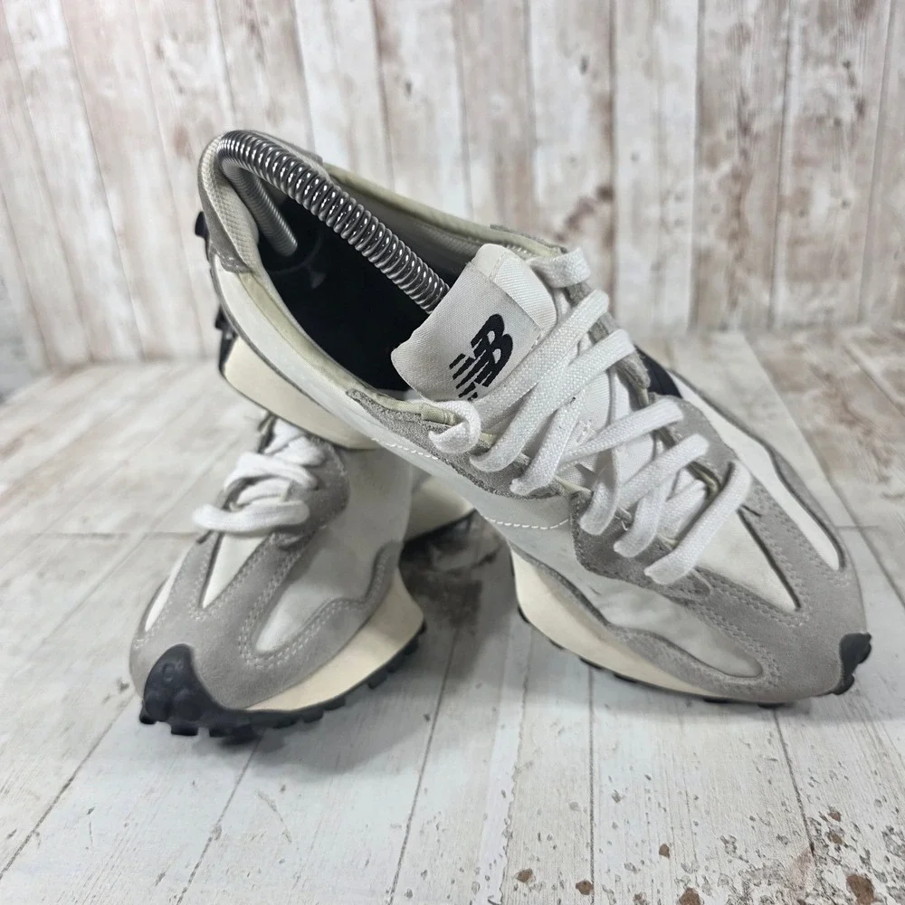 New Balance 327 Sea Salt Black Suede Nylon Sneakers MS327FE womens 6